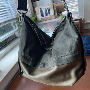 XL Espresso  Canvas and Sicily Leather City Safari Bag